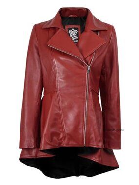 Real Lambskin Leather Peplum Jacket Women's Aviator Moto Style